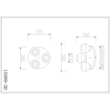 Globo - Mennyezeti lámpa 3xE27/60W/230V átm. 31,5 cm