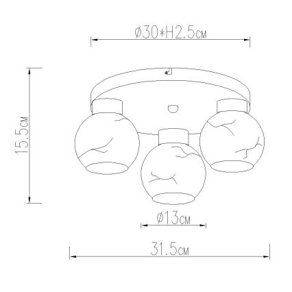 Globo - Mennyezeti lámpa 3xE27/60W/230V átm. 31,5 cm