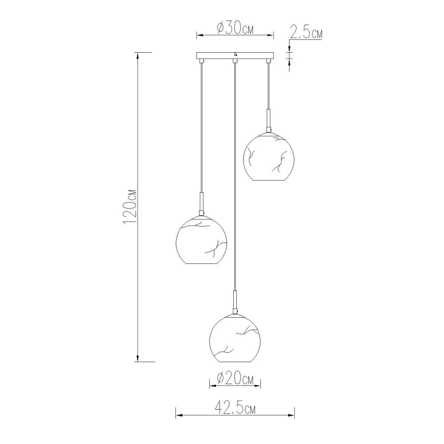 Globo - Zsinóros csillár 3xE27/60W/230V átm. 42,5 cm