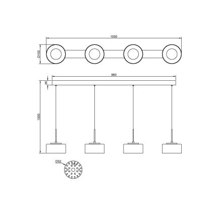 Globo - LED függeszték kábelen LED/24W/230V fehér/füstszínű
