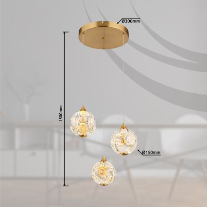 Globo - LED csillár zsinóron LED/24W/230V 3000K arany