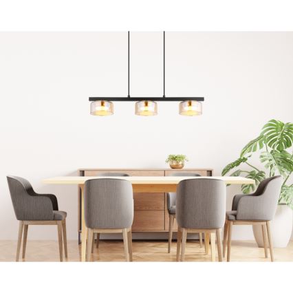 Globo - LED Csillár zsinóron 3xGX53/6W/230V füstös/barna