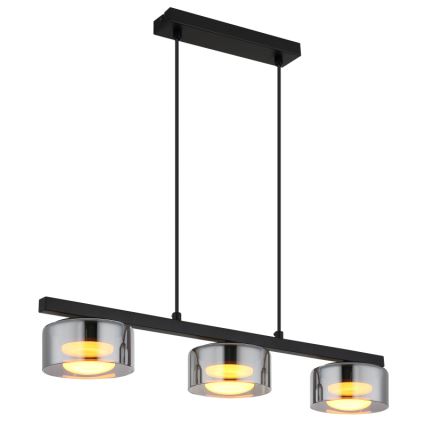 Globo - LED Csillár zsinóron 3xGX53/6W/230V füstös/fekete