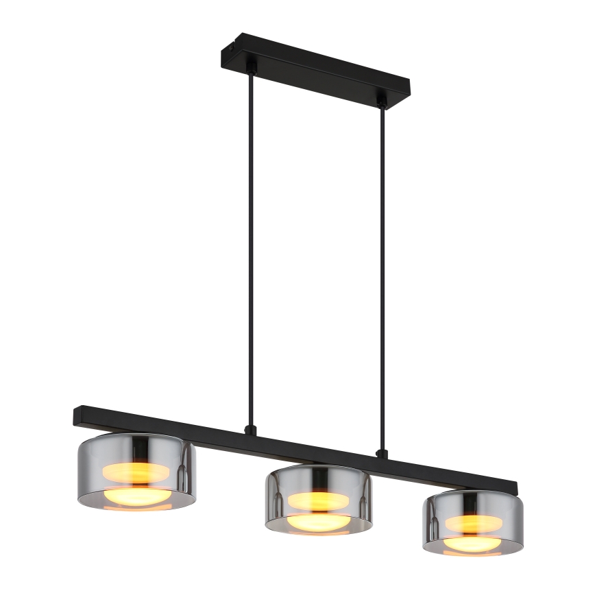 Globo - LED Csillár zsinóron 3xGX53/6W/230V füstös/fekete