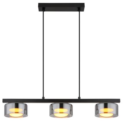 Globo - LED Csillár zsinóron 3xGX53/6W/230V füstös/fekete