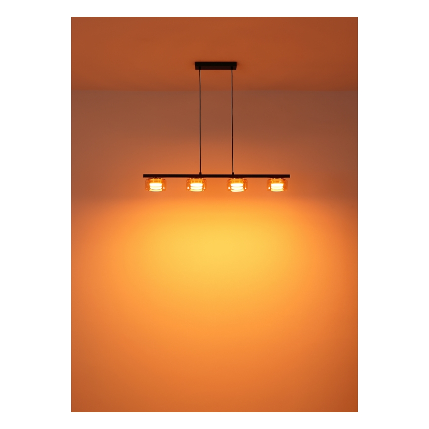 Globo - LED Csillár zsinóron 4xGX53/6W/230V füstös/barna