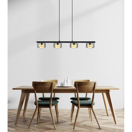 Globo - LED Csillár zsinóron 4xGX53/6W/230V füstös/fekete