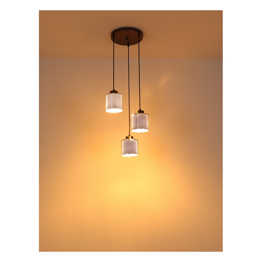 Globo - Csillár zsinóron 3xE27/60W/230V fényezett króm átm. 33 cm