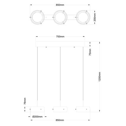 Globo - kábelen függő LED csillár LED/30W/230V 3000K