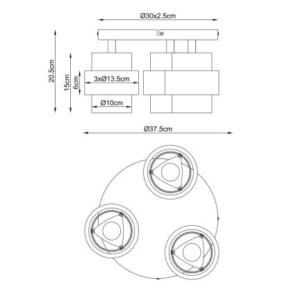 Globo - Felületre szerelt csillár 3xE27/40W/230V