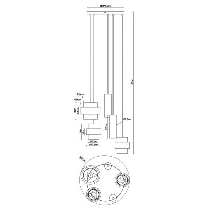 Globo - Kábelre függesztett csillár 3xE27/40W/230V + 2xGU10/10W