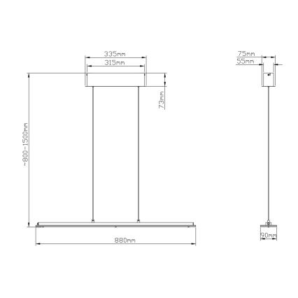 Globo - LED érintővel dimmelhető csillár kábelen LED/20W/230V 3000/4000/6500K
