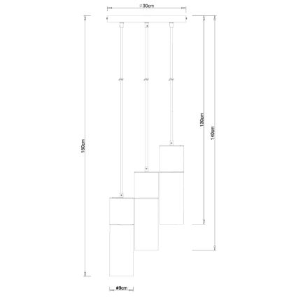 Globo - Függeszték kábelre 3xE27/25W/230V átm. 30 cm fekete