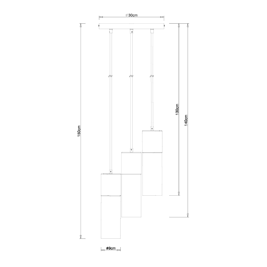 Globo - Függeszték kábelre 3xE27/25W/230V átm. 30 cm fekete
