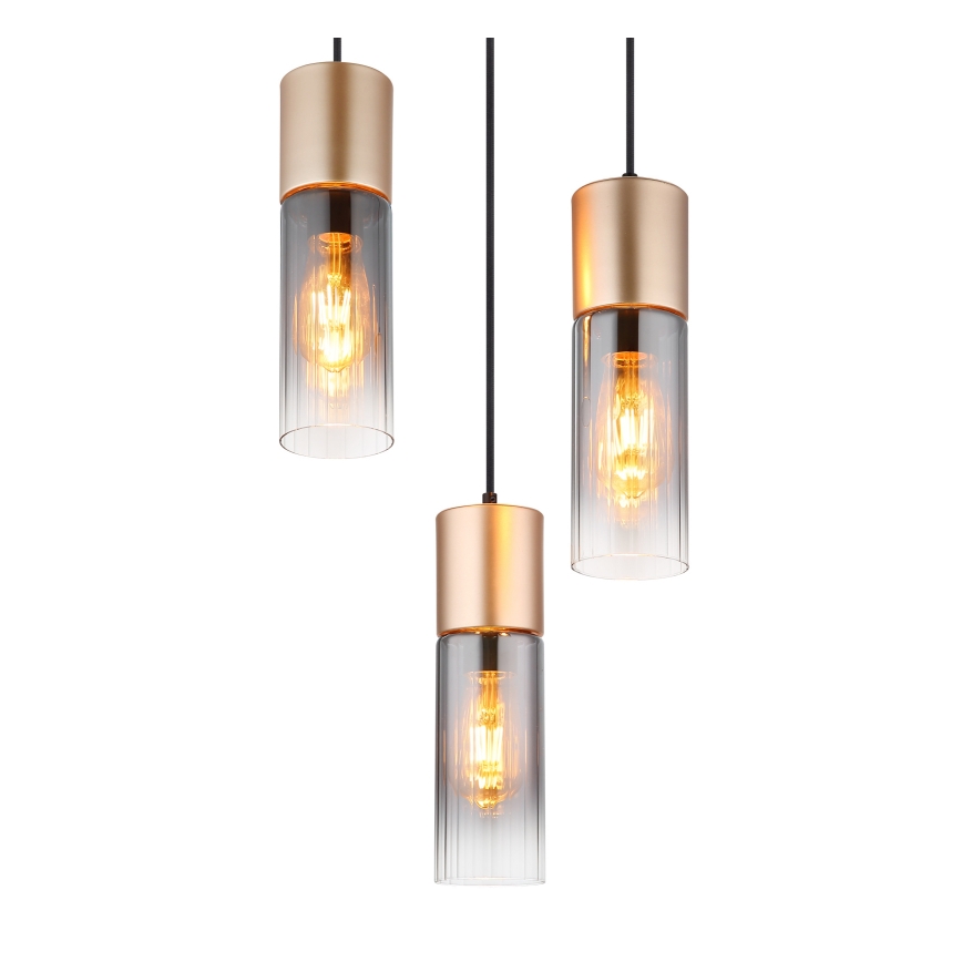 Globo - Zsinóros csillár 3xE27/25W/230V, bronz, átm. 30 cm