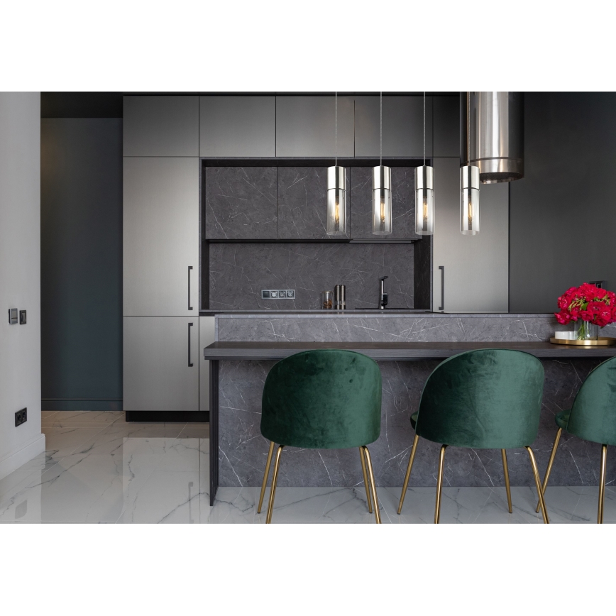 Globo - Csillár zsinóron 4xE27/25W/230V matt króm