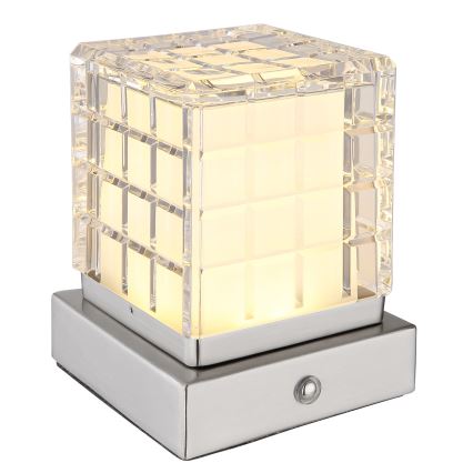 Globo - LED Dimmelhető érintős asztali lámpa LED/2,5W/3,7V 2700K/4000K/6500K 1800 mAh USB matt króm