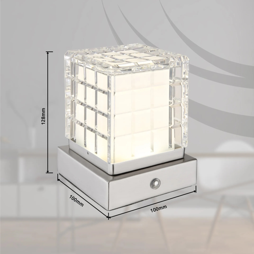 Globo - LED Dimmelhető érintős asztali lámpa LED/2,5W/3,7V 2700K/4000K/6500K 1800 mAh USB matt króm