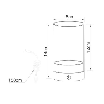 Globo - LED kültéri dimmelhető újratölthető érintős asztali lámpa LED/2W/3,7V 2700/4000/6500K 1200mAh IP44 bézs