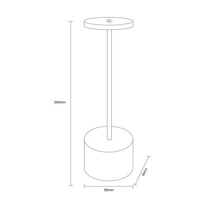 Globo - LED Dimmelhető érintős asztali lámpa LED/1,2W/3,7V 2000K/3500K/7000K 1200 mAh USB fekete