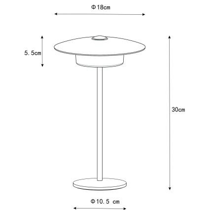 Globo - LED kültéri tölthető érintős asztali lámpa LED/3W/3,7V 1800/2700/3000K IP44 1800 mAh fehér