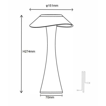 Globo - LED Dimmelhető Asztali lámpa tölthető LED/2,5W/3,7V 1200mAh 2700K/4500K/6500K fehér