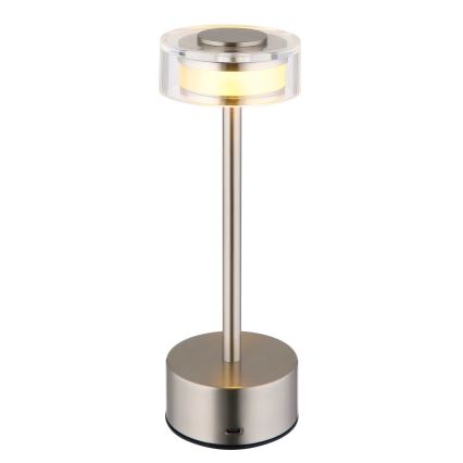 Globo - LED Dimmelhető újratölthető érintős asztali lámpa LED/2,5W/3,7V 2700/4000/6500K 1800mAh matt króm