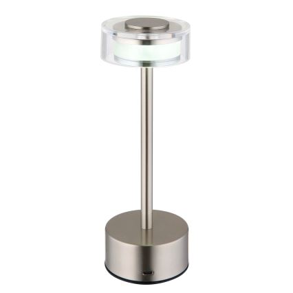 Globo - LED Dimmelhető újratölthető érintős asztali lámpa LED/2,5W/3,7V 2700/4000/6500K 1800mAh matt króm