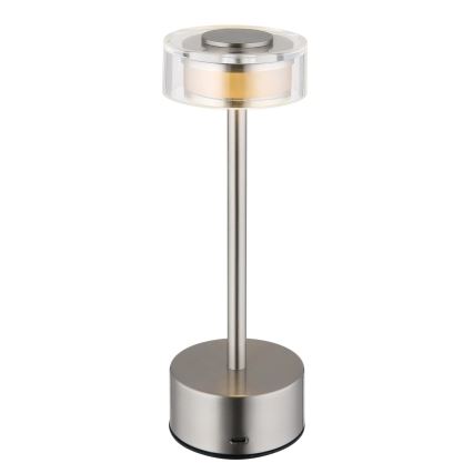 Globo - LED Dimmelhető újratölthető érintős asztali lámpa LED/2,5W/3,7V 2700/4000/6500K 1800mAh matt króm