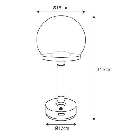 Globo - LED Dimmelhető újratölthető érintőképernyős asztali lámpa LED/2,5W/5V 1800mAh 2700/4000/6500K fekete
