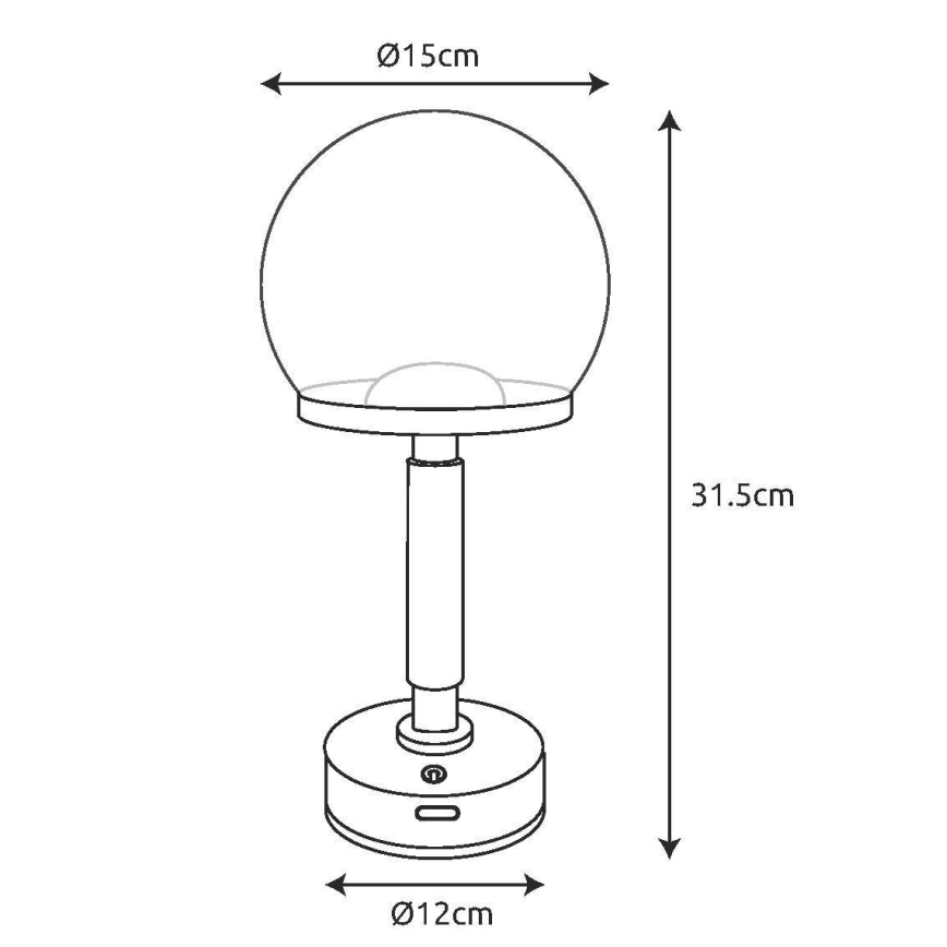 Globo - LED Dimmelhető újratölthető érintőképernyős asztali lámpa LED/2,5W/5V 1800mAh 2700/4000/6500K fekete
