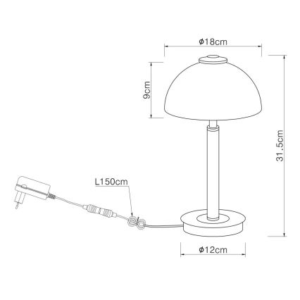 Globo - LED érintőkapcsolós, fényerőszabályozható asztali lámpa LED/7W/230V 3000K sárgaréz