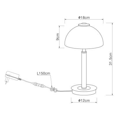 Globo - Fényerőszabályozható érintésvezérelt LED asztali lámpa LED/7W/230V 3000K matt króm