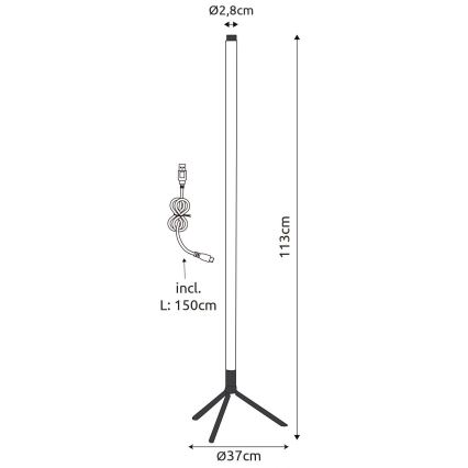 Globo - LED RGB állítható fényerejű állólámpa LED/7W/5V + távirányító