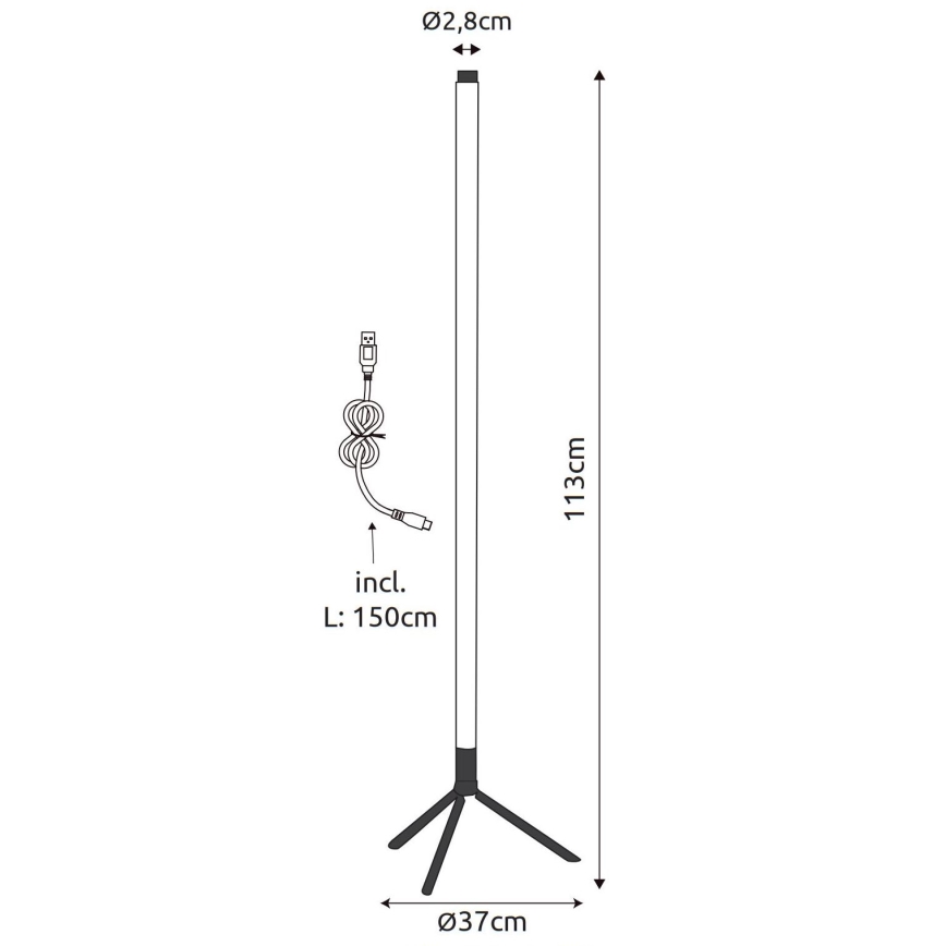 Globo - LED RGB állítható fényerejű állólámpa LED/7W/5V + távirányító