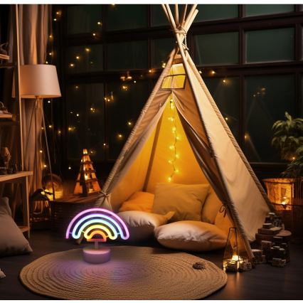 Globo - LED neon asztali dekoráció LED/2W/3xAA szivárvány