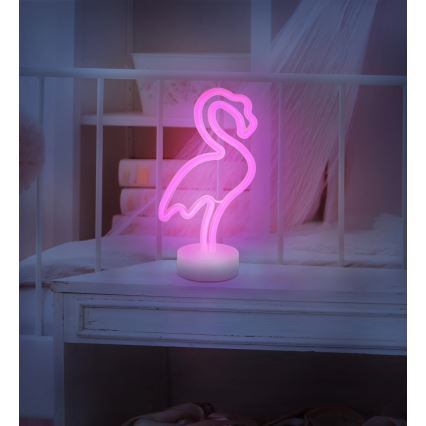 Globo - LED neon asztali dekoráció LED/2W/3xAA flamingó