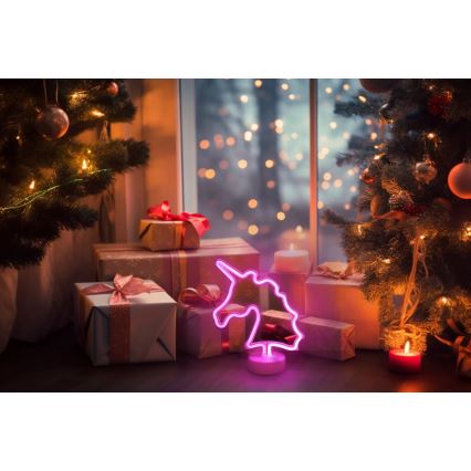 Globo - LED neon asztali dekoráció LED/2W/3xAA unikornis