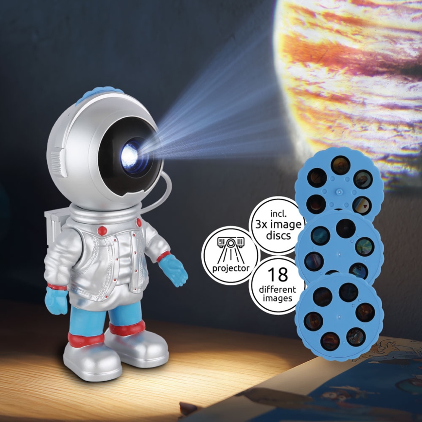 Globo - LED fényerőszabályozható projektor LED/3W/5V űrhajós