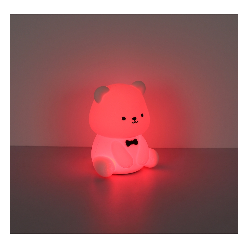 Globo - LED RGBW, fényerőszabályozható tölthető gyerek éjszakai lámpa LED/1W/5V 1200 mAh, mackó