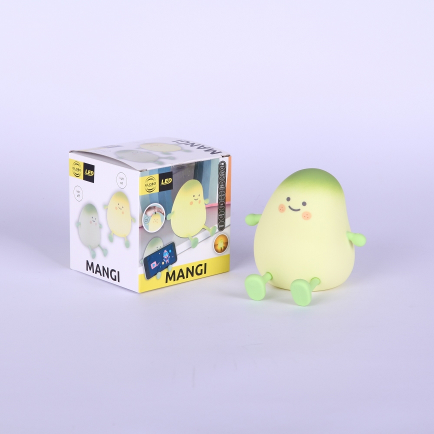 Globo - LED RGBW, fényerőszabályozható, újratölthető gyermek éjjeli lámpa LED/2W/5V 1200 mAh, mangó