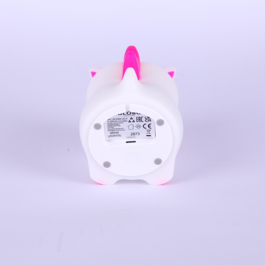 Globo - LED RGBW fényerőszabályozható, újratölthető gyerekeknek szánt éjszakai lámpa LED/1,5W/5V 1200 mAh unikornis