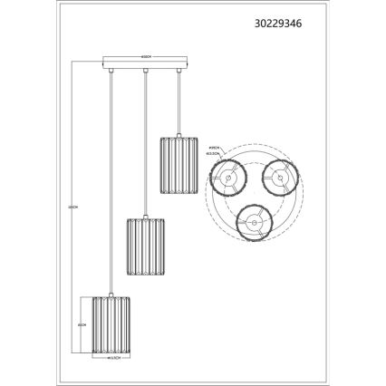 Globo - Csillár zsinóron 3xE27/60W/230V átm. 35 cm