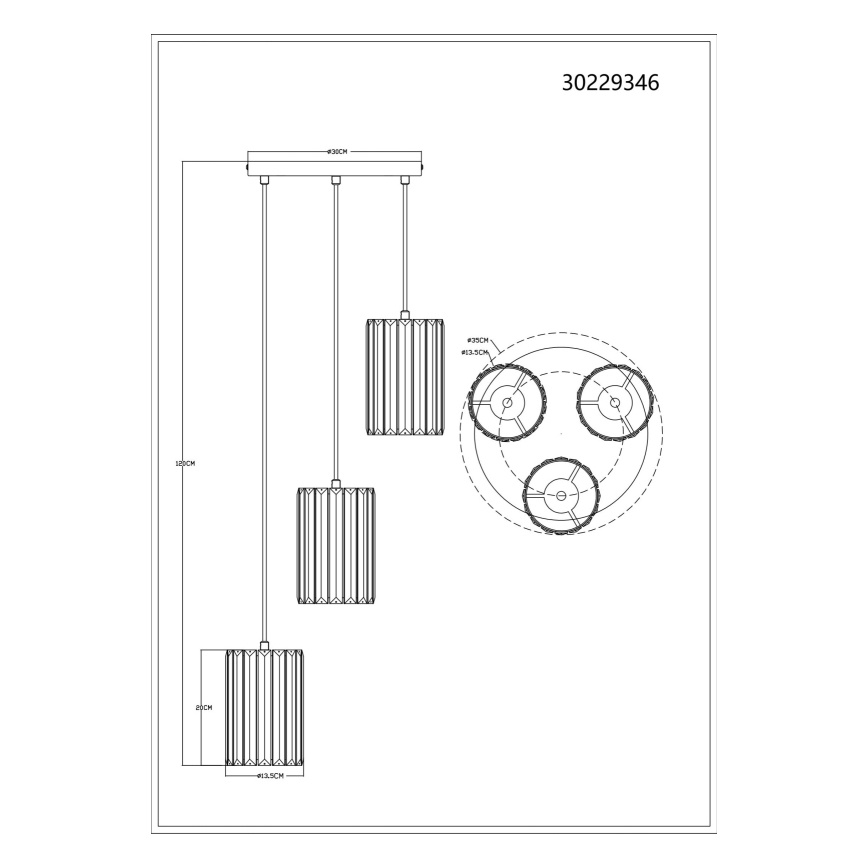 Globo - Csillár zsinóron 3xE27/60W/230V átm. 35 cm