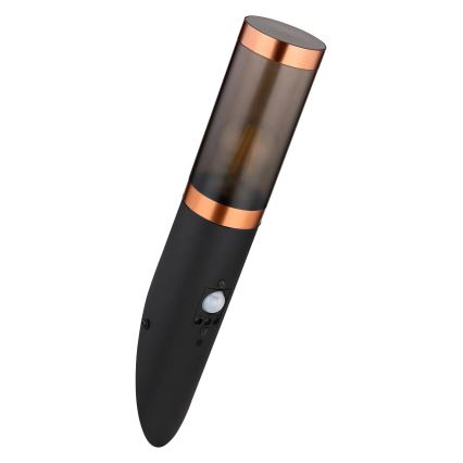 Globo - Kültéri fali lámpa érzékelővel 1xE27/15W/230V IP44 fekete/réz