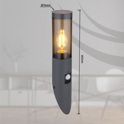 Globo - Kültéri fali lámpa érzékelővel 1xE27/15W/230V IP44