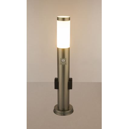 Globo - LED kültéri lámpa érzékelővel és 2 aljzattal LED/9W/230V 60 cm SCHUKO IP44