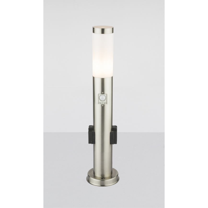 Globo - LED kültéri lámpa érzékelővel és 2 aljzattal LED/9W/230V 60 cm SCHUKO IP44