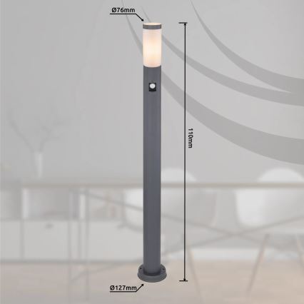 Globo - Kültéri érzékelős lámpa 1xE27/15W/230V IP44 110 cm antracit