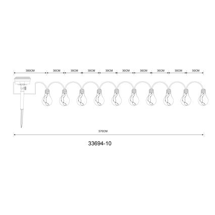 Globo - LED Napelemes dekoratív lánc 50xLED/0,06W/3,2V 570 cm IP44